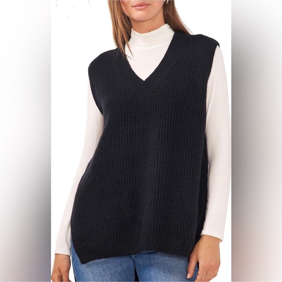 vince camuto rich black oversized vest - Picture 1 of 8